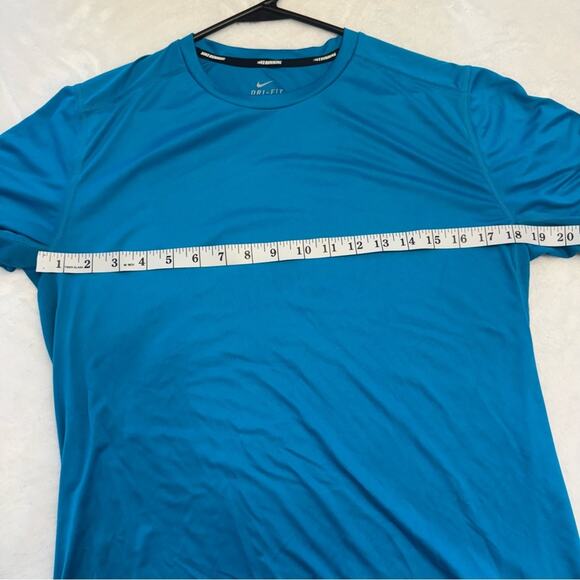 Nike Dri-Fit Men’s Running Shirt Short Sleeve Turquoise Size M Unisex Workout - Picture 4 of 6
